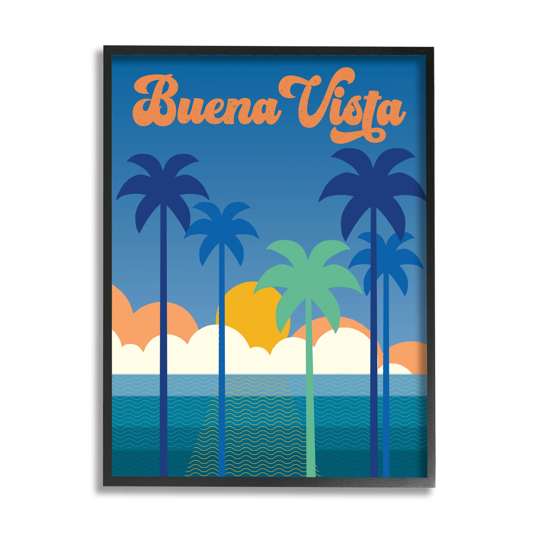 Stupell Industries Buena Vista Tropical Palms Scene Graphic Art Black Framed Art Print Wall Art, Design by Wild Apple Portfolio