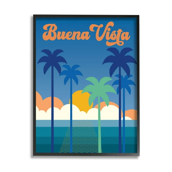 Stupell Industries Buena Vista Tropical Palms Scene Graphic Art Black Framed Art Print Wall Art, Design by Wild Apple Portfolio