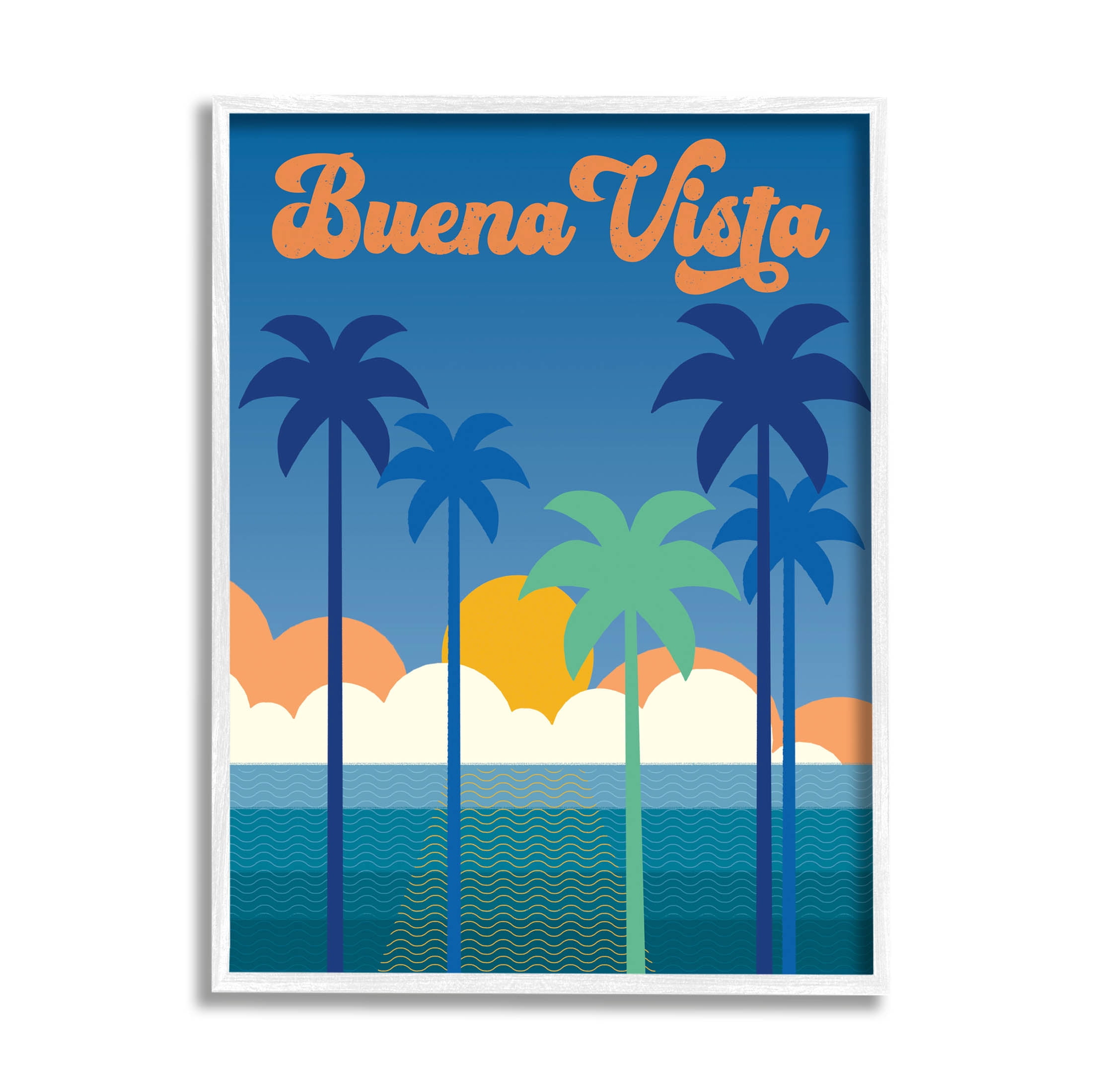 Stupell Industries Buena Vista Tropical Palms Scene Graphic Art White Framed Art Print Wall Art, Design by Wild Apple Portfolio