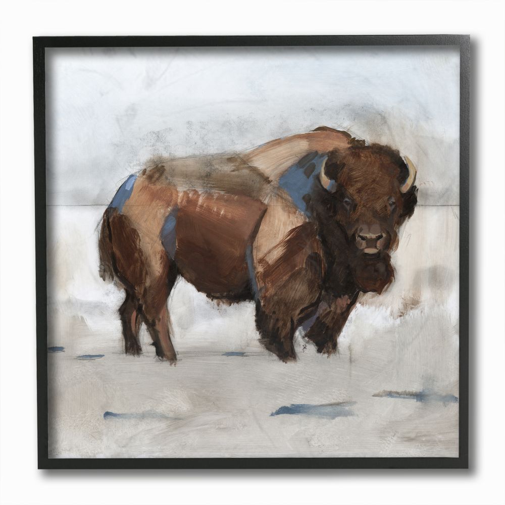 Buffalo Tundra Brown and Blue Canvas Wall Art for Kids