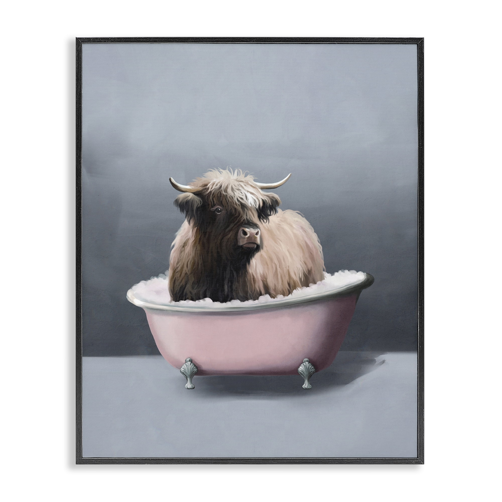 Stupell Industries Buffalo in Pink Tub Bath & Laundry Painting Black Framed Art Print Wall Art, 16 x 20