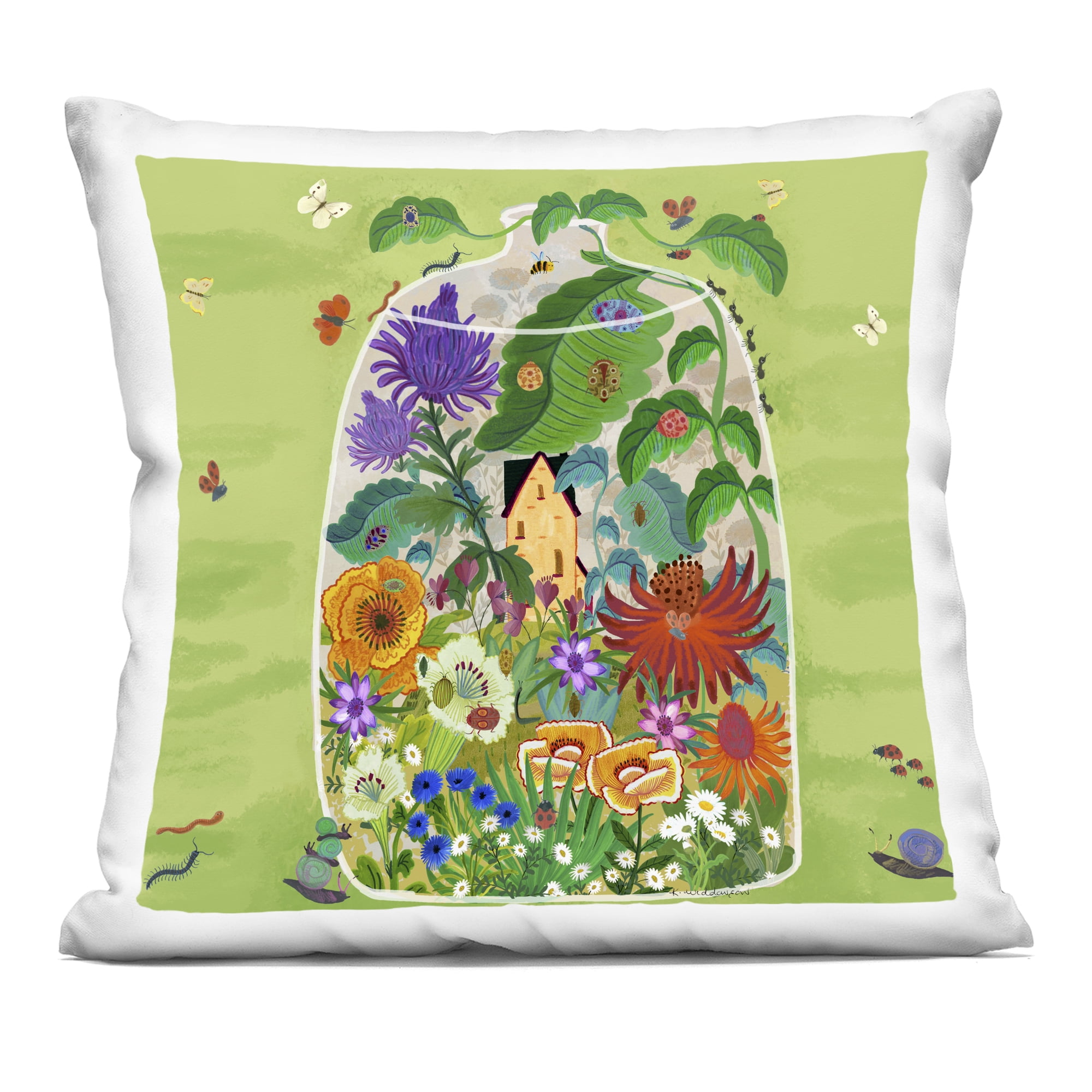 Stupell Industries Bug Garden Terrarium Cottage Decorative Printed Throw Pillow, design by Kay Widdowson, 18 x 7 x 18