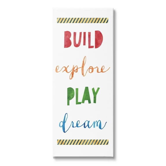 Stupell Industries Build Explore Play Dream Graphic Art Gallery Wrapped Canvas Print Wall Art, Design by Jennifer McCulley