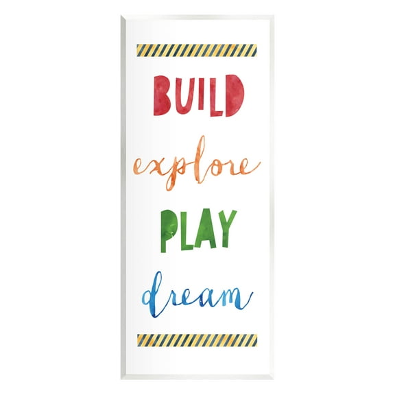 Stupell Industries Build Explore Play Dream Graphic Art Unframed Art Print Wall Art, Design by Jennifer McCulley