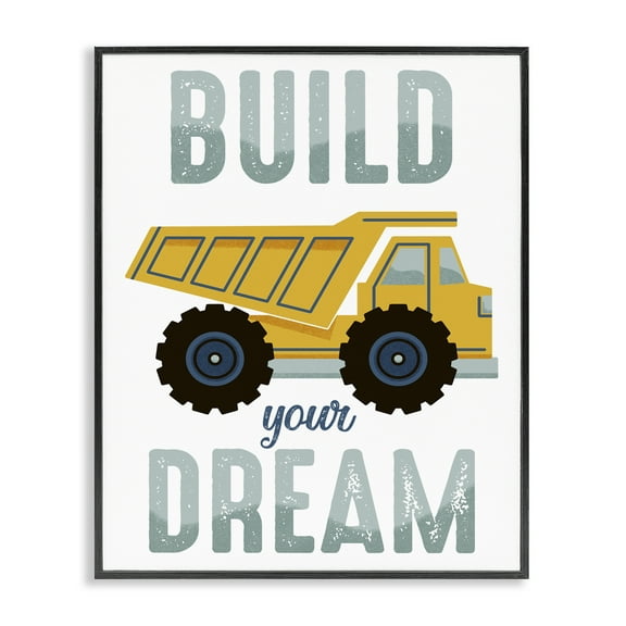 Stupell Industries Build Your Dream Construction Transportation Painting Black Framed Art Print Wall Art, 11 x 14