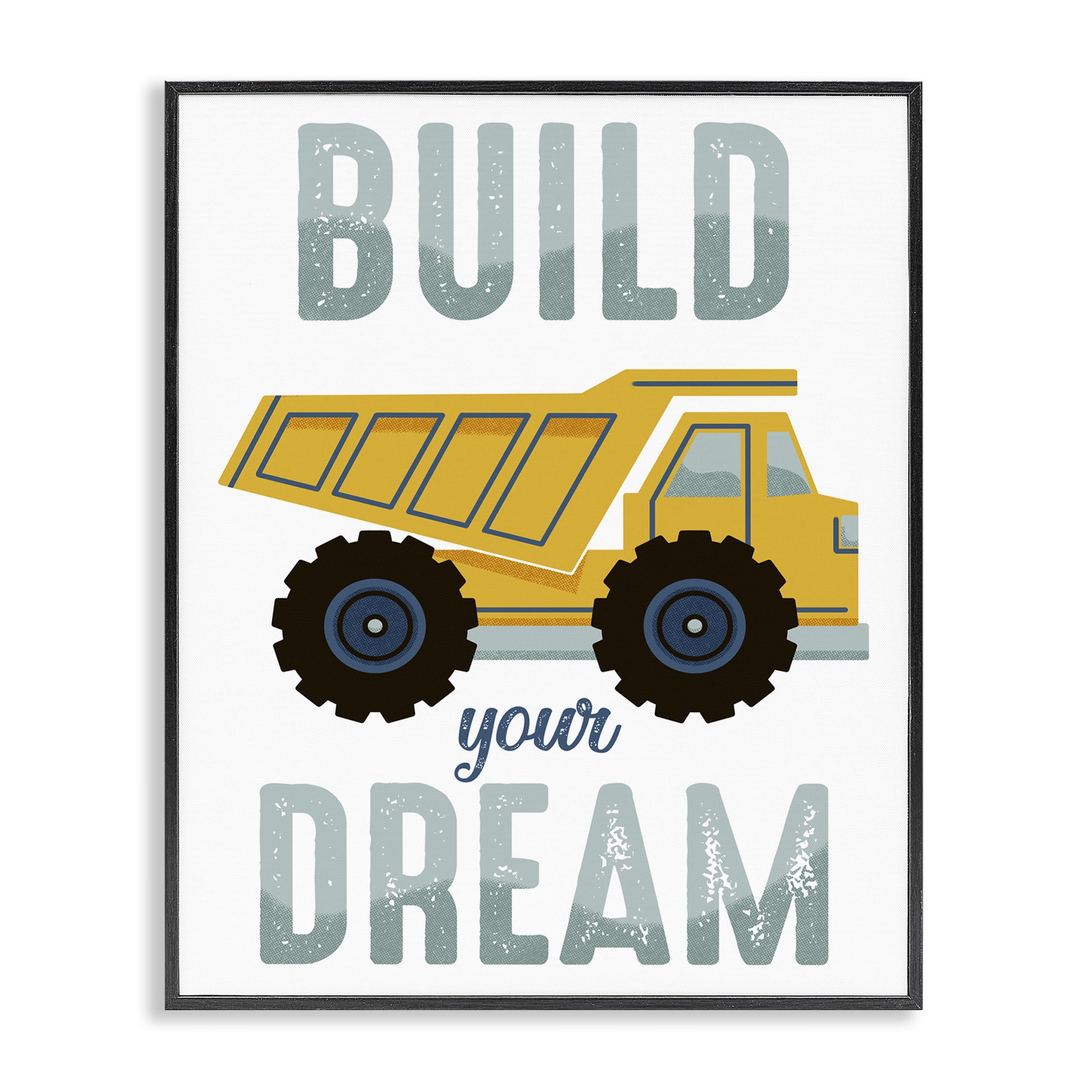 Stupell Industries Build Your Dream Construction Transportation Painting Black Framed Art Print Wall Art, 16 x 20
