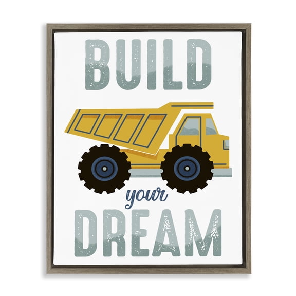 Stupell Industries Build Your Dream Construction Transportation Painting Brown Floater Framed Canvas Art Print Wall Art, 25 x 31