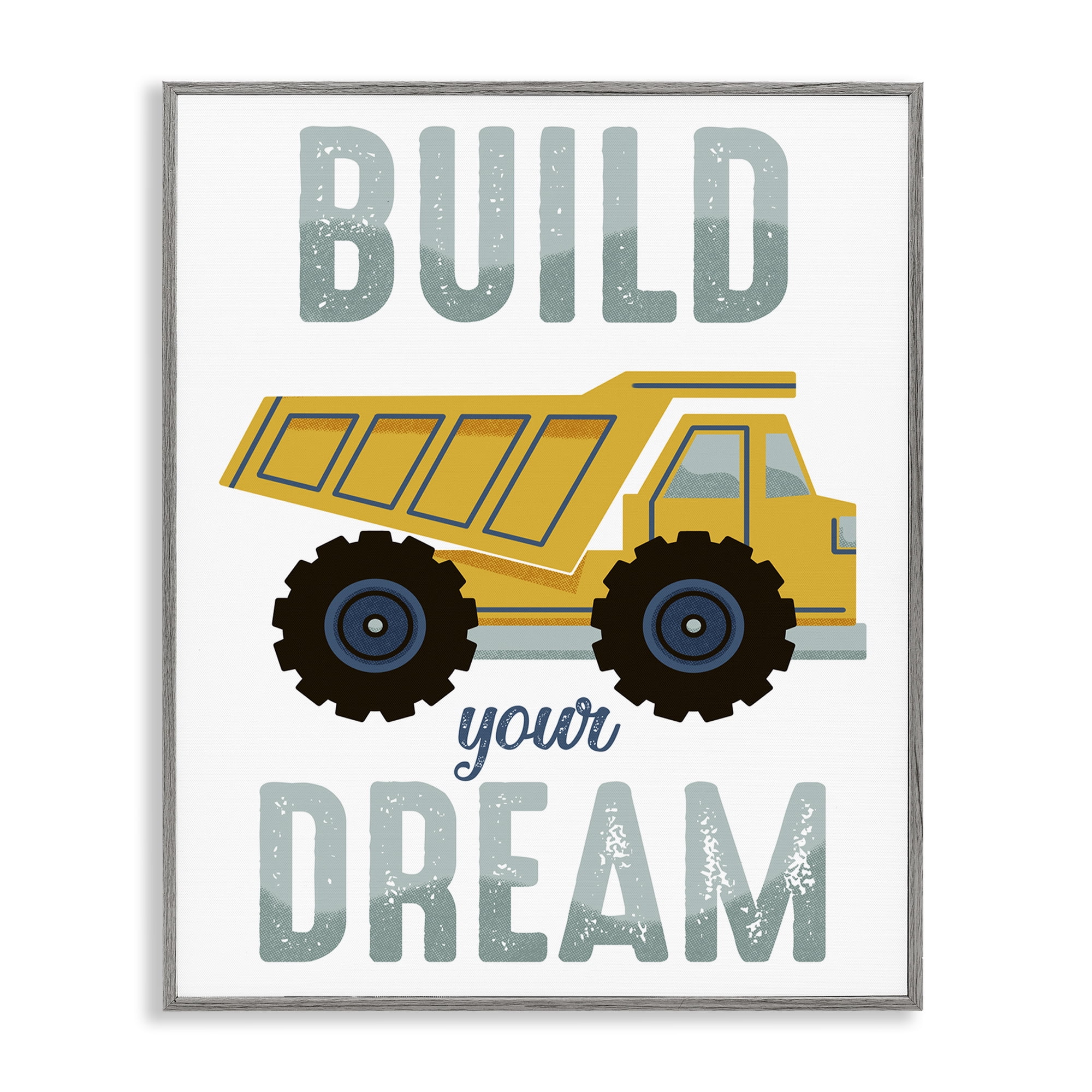 Stupell Industries Build Your Dream Construction Transportation Painting Gray Framed Art Print Wall Art, 11 x 14