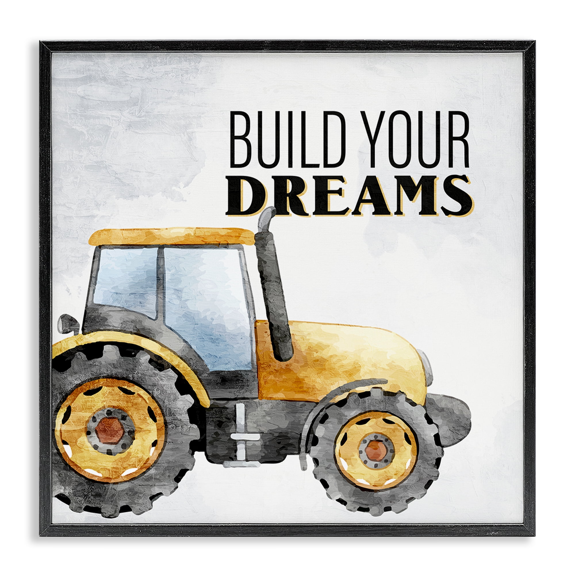 Stupell Industries Build Your Dreams Phrase Transportation Painting Black Framed Art Print Wall Art, 24 x 24