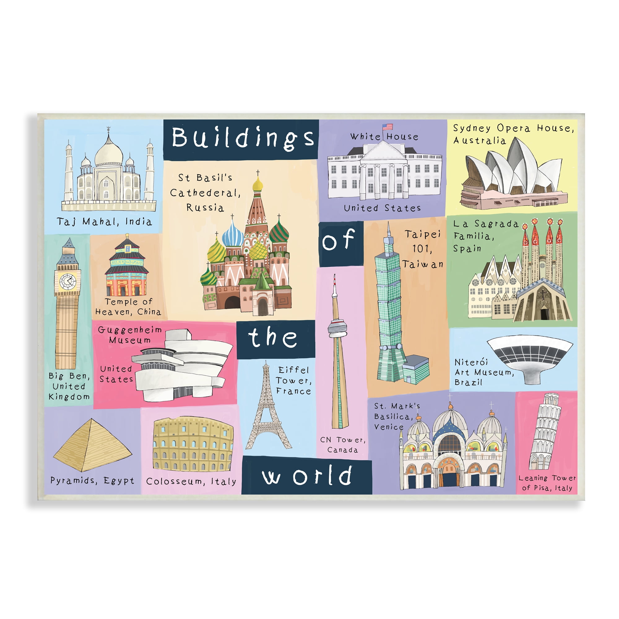 Stupell Industries Building of the World Kid's Chart Architectural ...