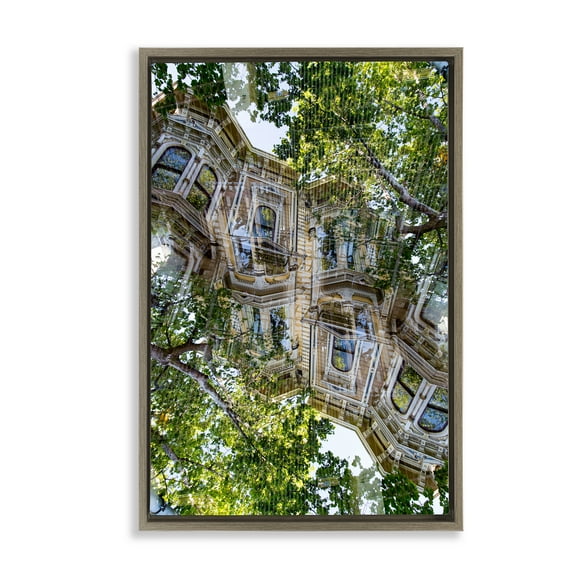 Stupell Industries Buildings In Trees Surrealism Brown Framed Floater Canvas Wall Art design by Robin Vandenabeele, 25 x 17
