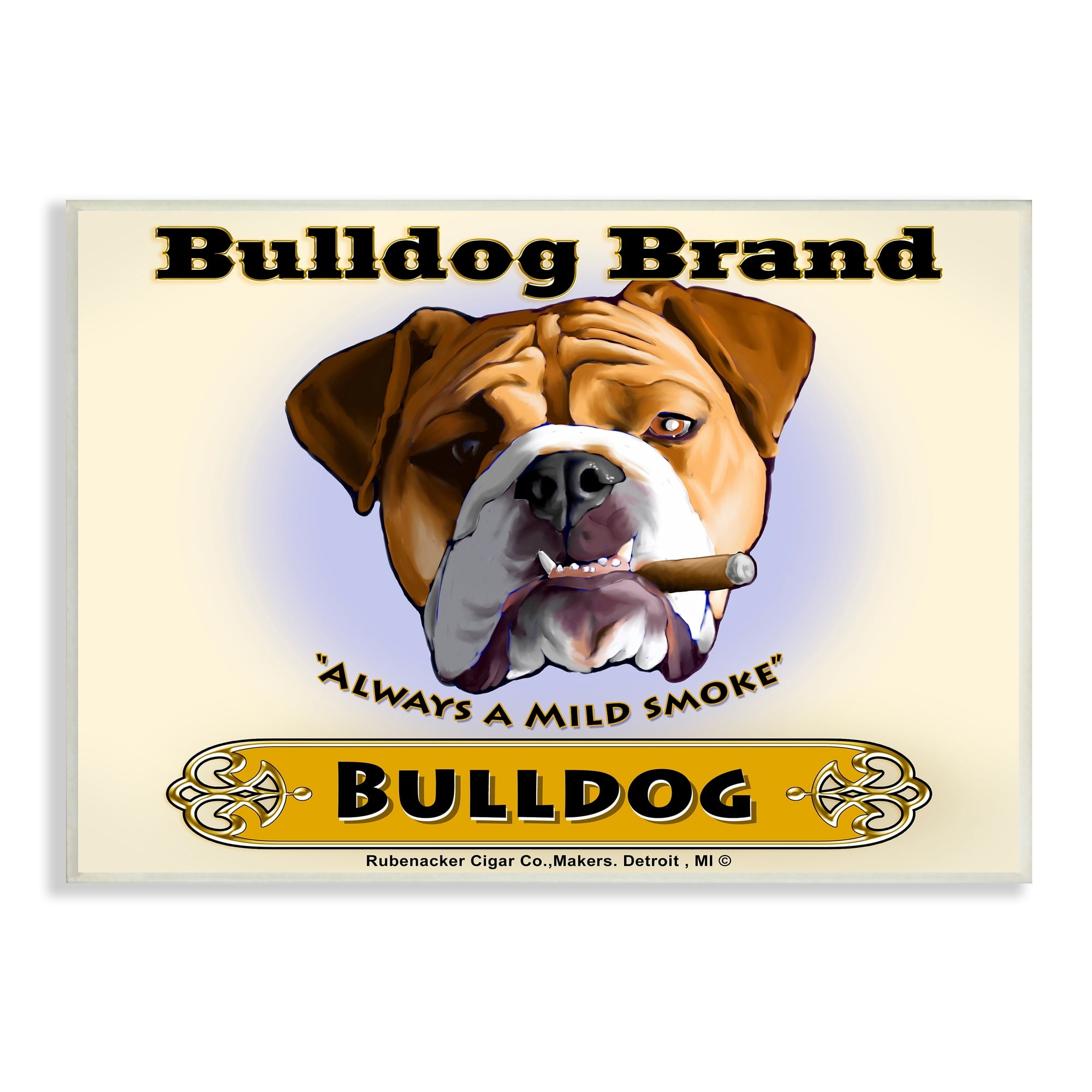 Stupell Industries Bulldog Brand Mild Smokes Vintage Pet Advertisement, 19 x 13, Design by Brian Rubenacker