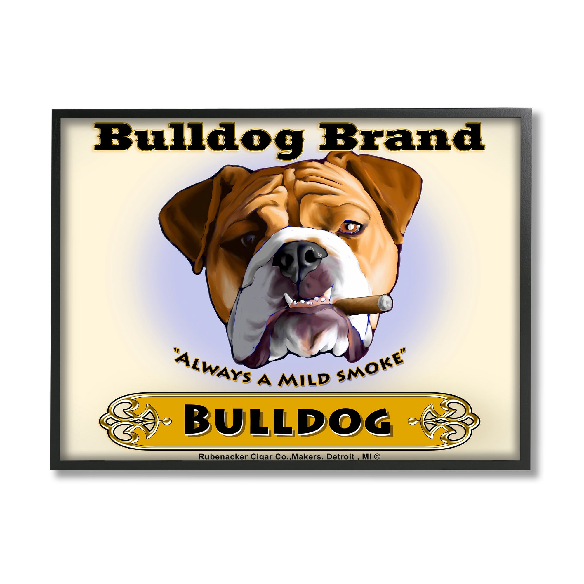 Stupell Industries Bulldog Brand Mild Smokes Vintage Pet Advertisement, 20 x 16, Design by Brian Rubenacker