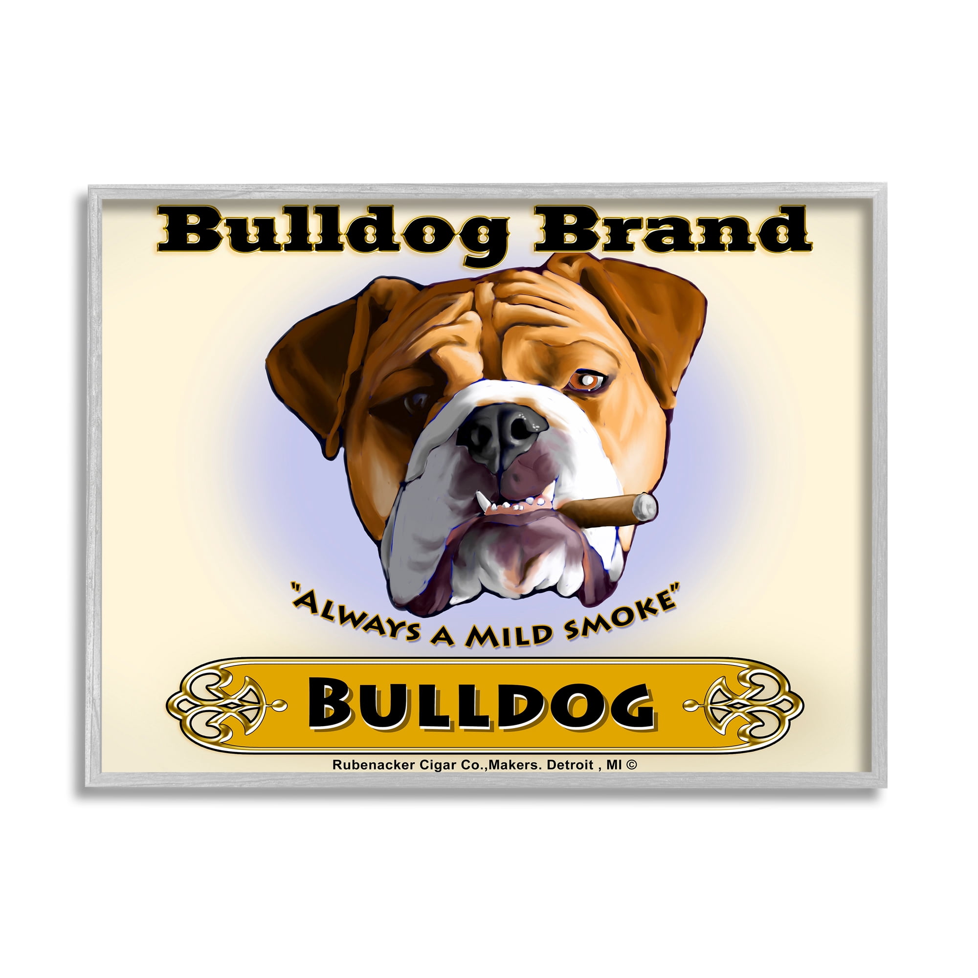 Stupell Industries Bulldog Brand Mild Smokes Vintage Pet Advertisement, 30 x 24, Design by Brian Rubenacker