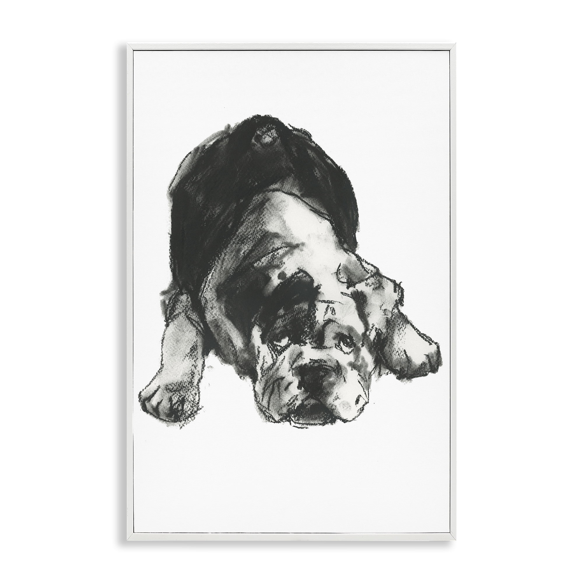 Stupell Industries Bulldog Drawing Portrait Animals & Insects Drawing White Framed Art Print Wall Art, 16 x 24