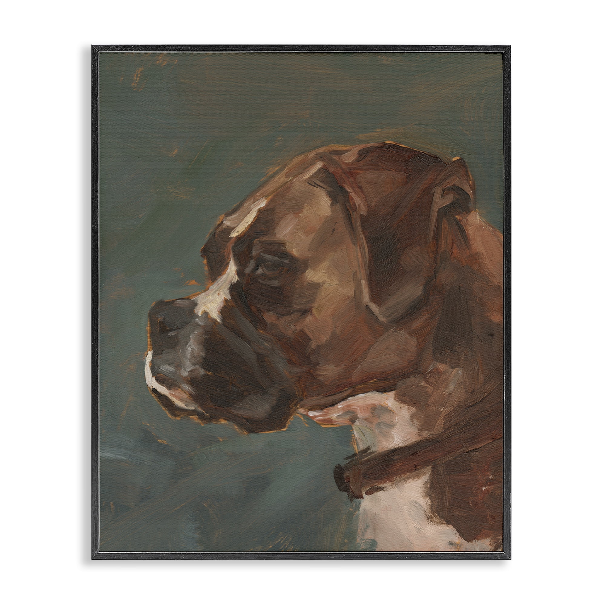 Stupell Industries Bulldog Gazing Portrait Animals & Insects Painting Black Framed Art Print Wall Art, 24 x 30