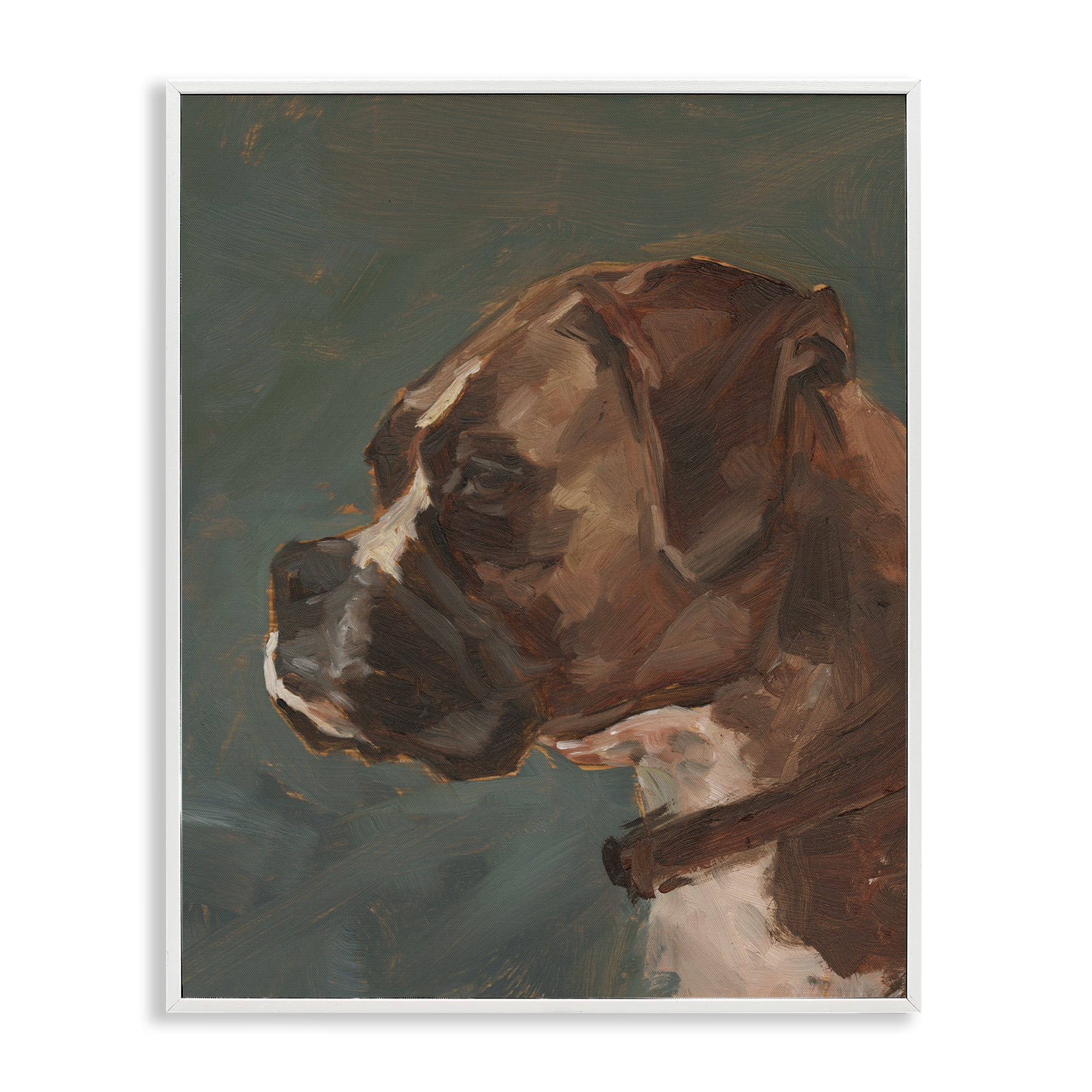 Stupell Industries Bulldog Gazing Portrait Animals & Insects Painting White Framed Art Print Wall Art, 24 x 30