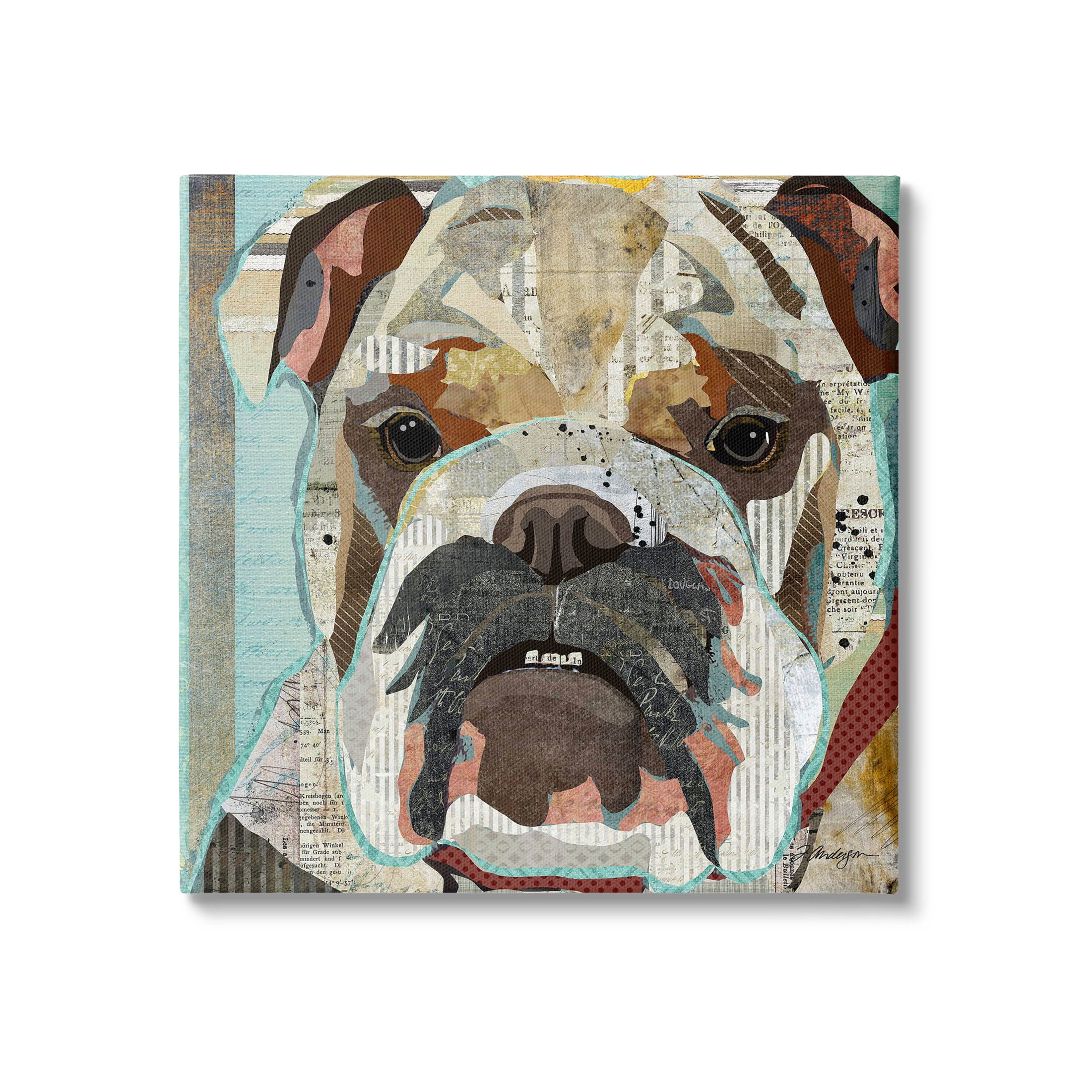 Stupell Industries Bulldog Pet Portrait Text Collage Graphic Art Gallery Wrapped Canvas Print Wall Art, Design by Traci Anderson