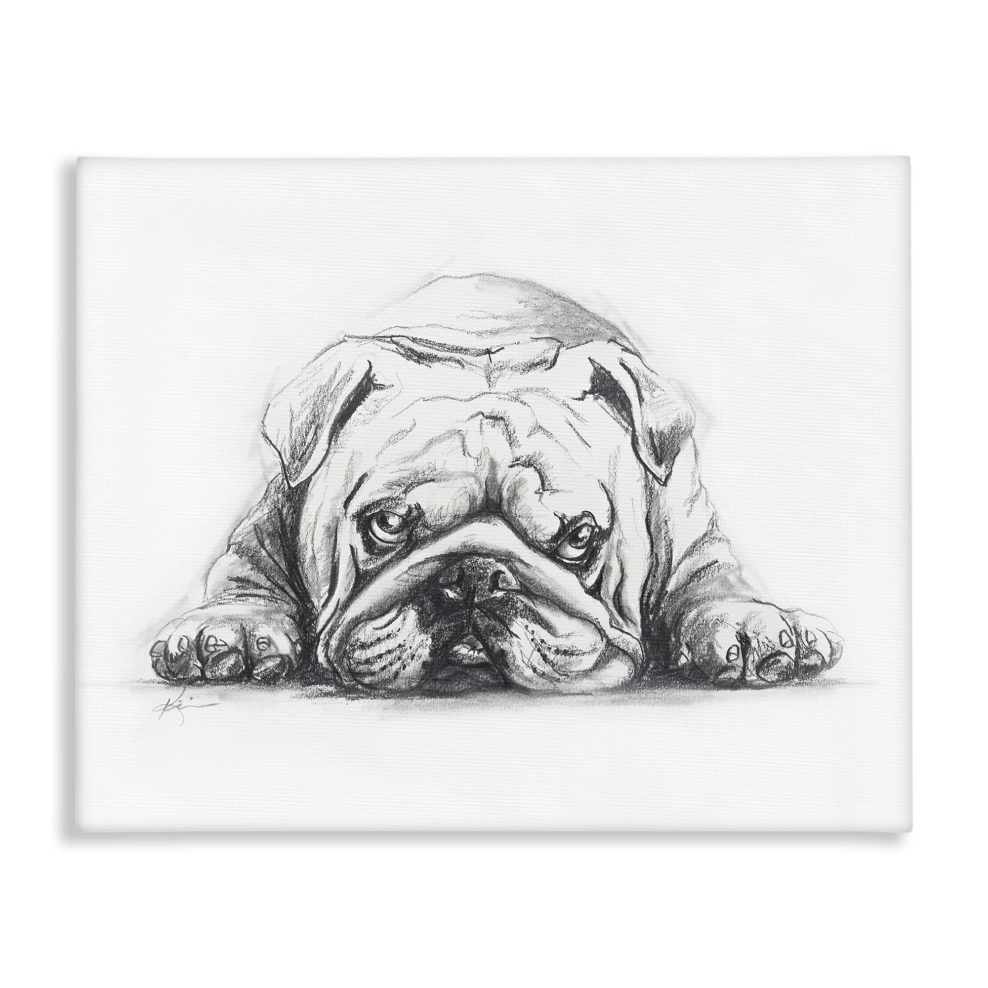 Stupell Industries Bulldog Puppy Naptime Animals Drawing Wrapped Canvas Art Print Wall Art, 30 x 24