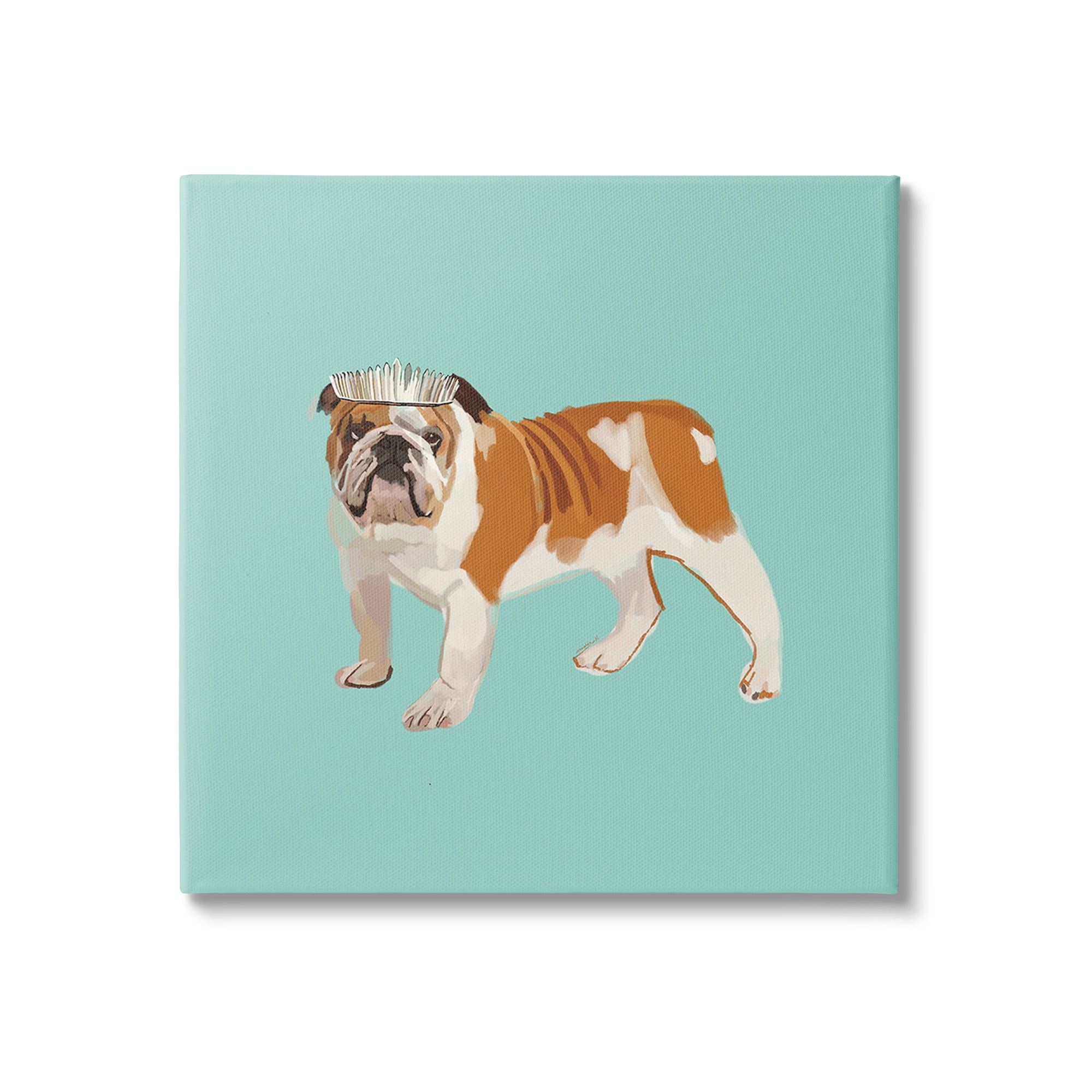 Stupell Industries Bulldog Wearing Tiara Animals & Insects Painting Gallery Wrapped Canvas Art Print Wall Art, 30 x 30