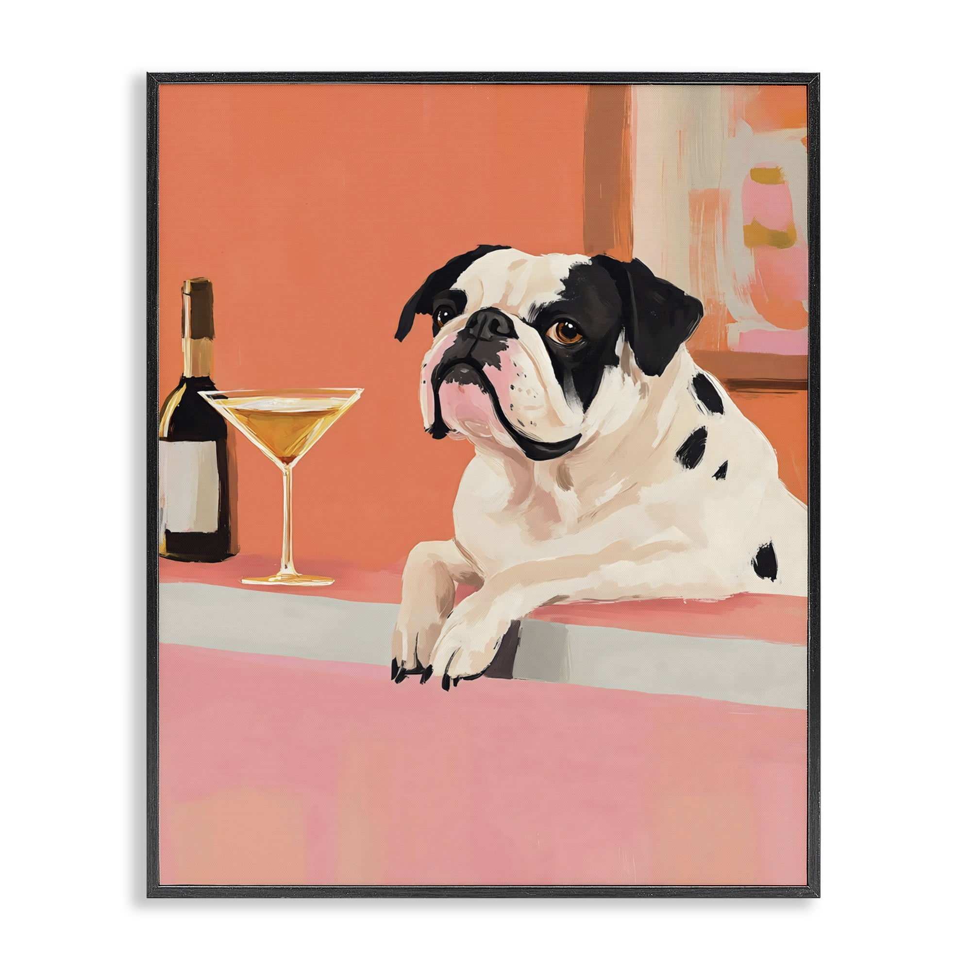 Stupell Industries Bulldog at Martini Lounge Black Framed Giclee Art, design by The Prints Vibe