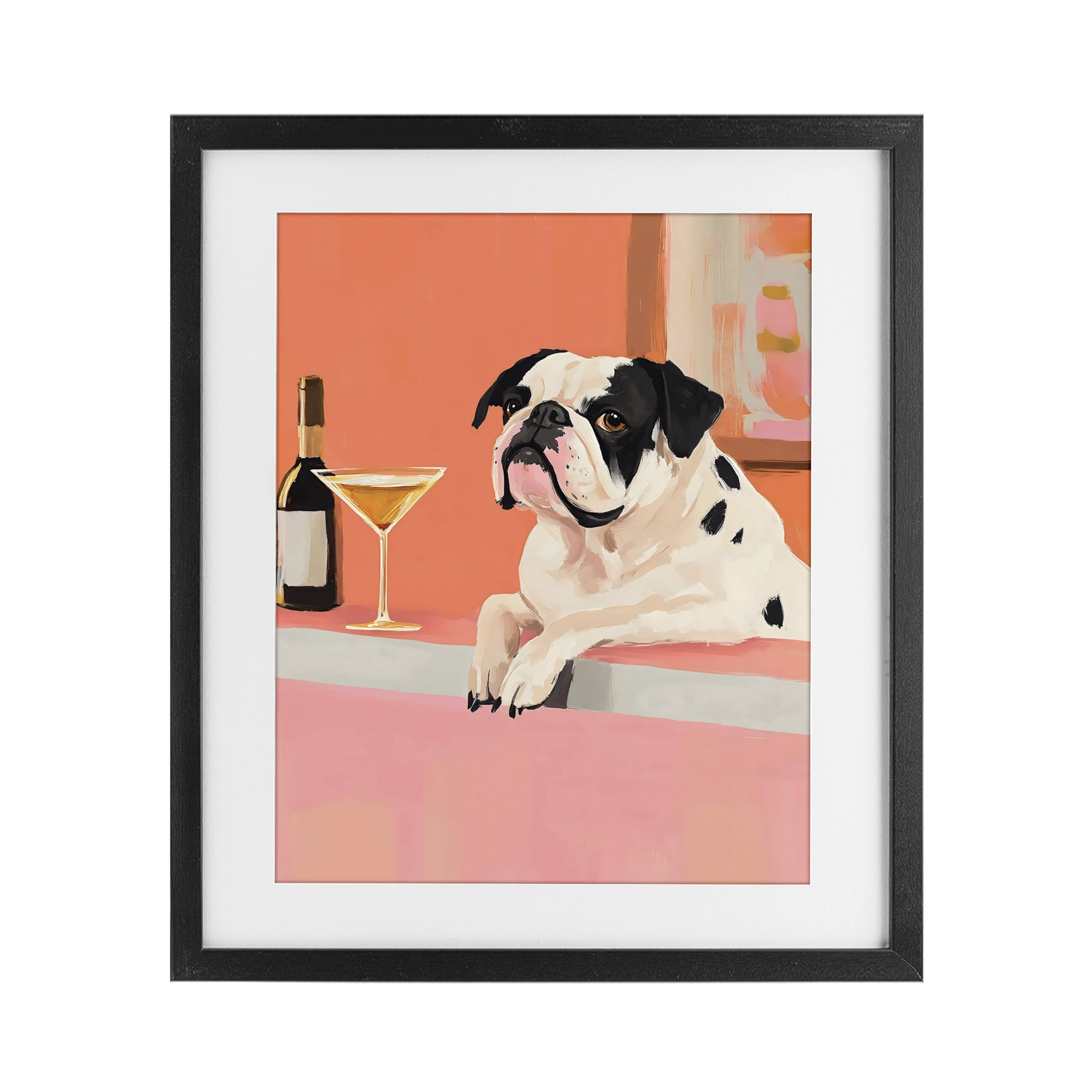Stupell Industries Bulldog at Martini Lounge Black Framed Print Under Glass, design by The Prints Vibe