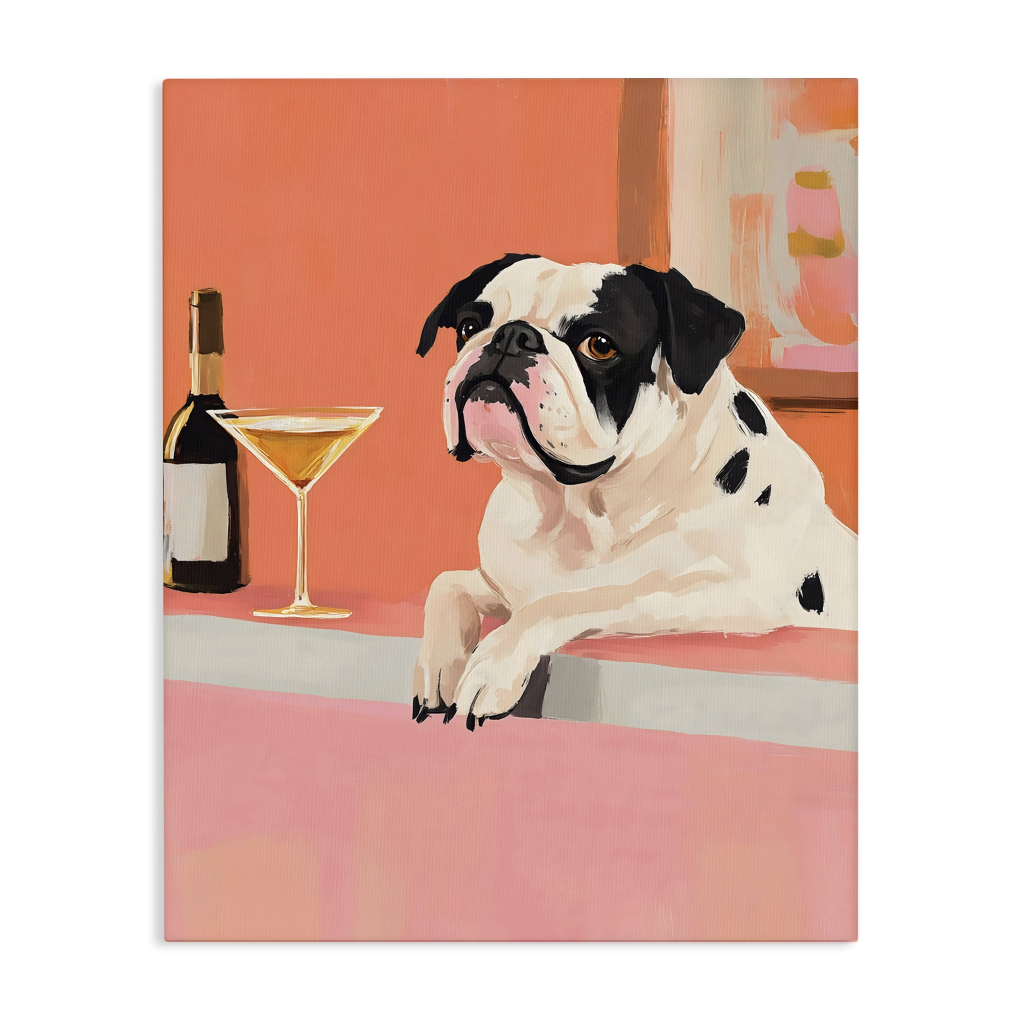 Stupell Industries Bulldog at Martini Lounge Canvas Wall Art, design by The Prints Vibe