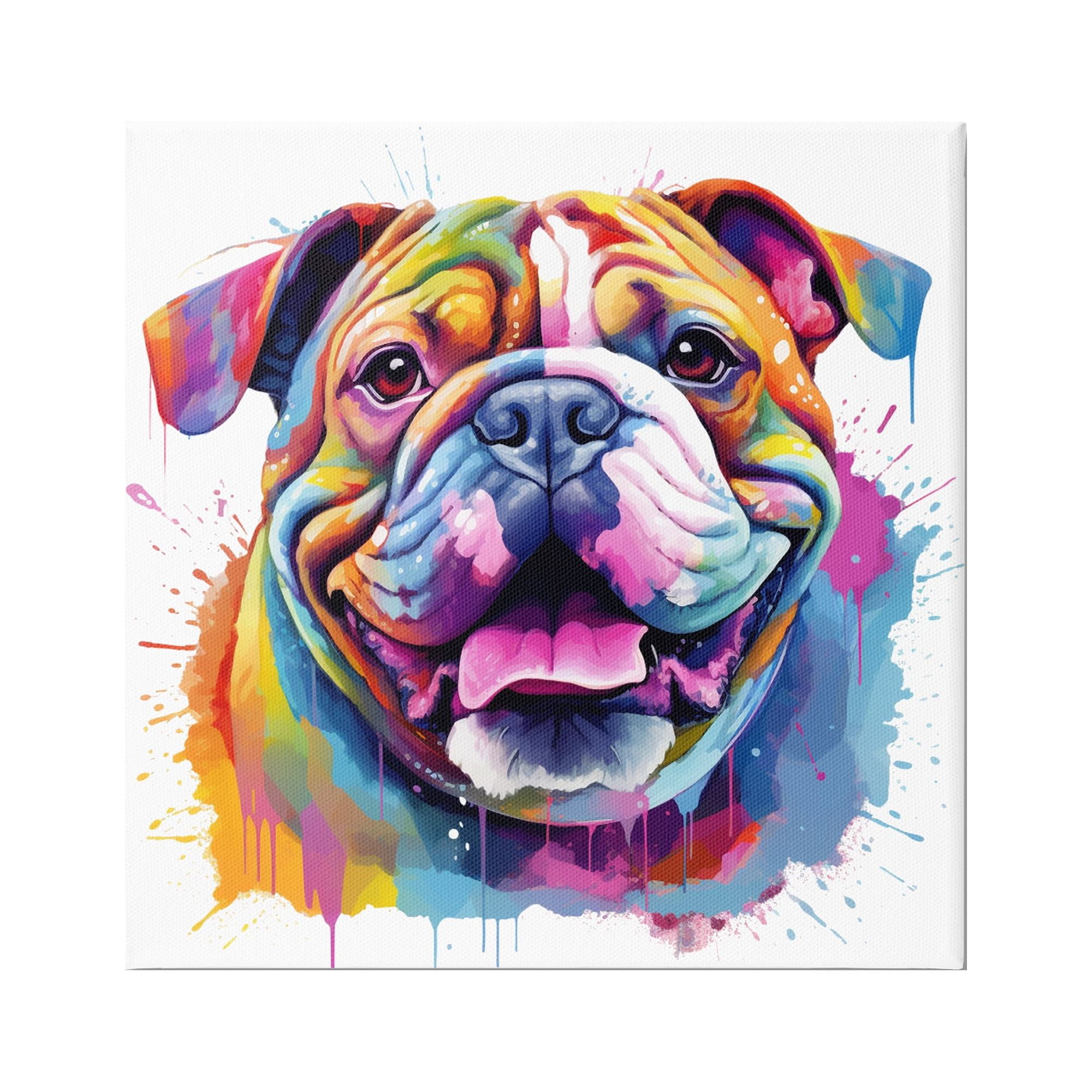 Stupell Industries Bulldog with Modern Splash Animals & Insects Painting Gallery Wrapped Canvas Art Print Wall Art, 30 x 30