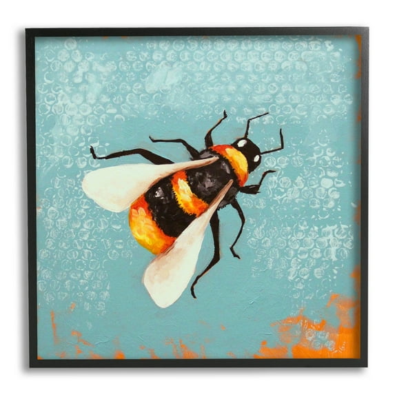 Stupell Industries Bumble Bee Blue Hive Pattern Painting Black Framed Art Print Wall Art, Design by Lucia Stewart