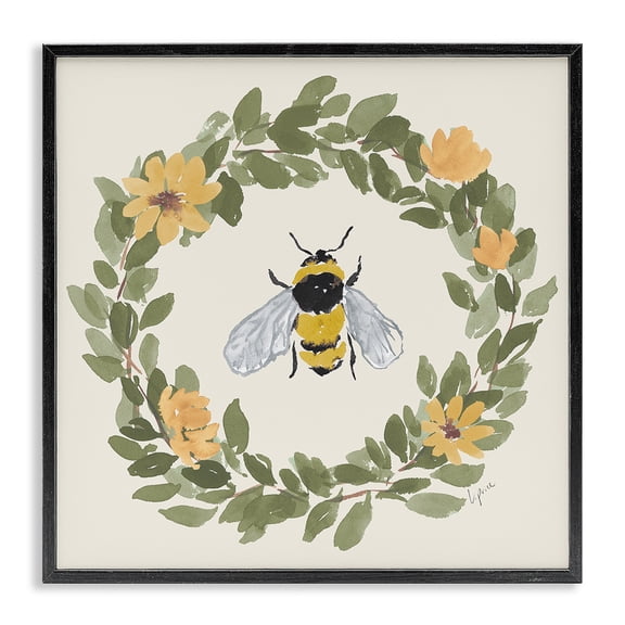Stupell Industries Bumble Bee Celebration Country Charm Painting Black Framed Art Print Wall Art, 12 x 12