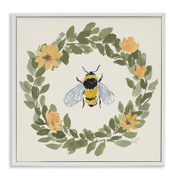 Stupell Industries Bumble Bee Celebration Country Charm Painting White Framed Art Print Wall Art, 24 x 24