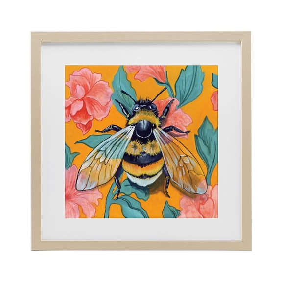 Stupell Industries Bumble Bee & Flower Pattern Birch Framed Print Under Glass, design by Kate Jarvik Birch