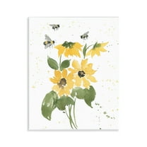 Stupell Industries Bumble Bees & Daisies Botanical & Floral Painting Unframed Art Print Wall Art, 11 x 14