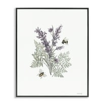 Stupell Industries Bumble Bees & Lavender Animals & Insects Painting Black Framed Art Print Wall Art, 11 x 14