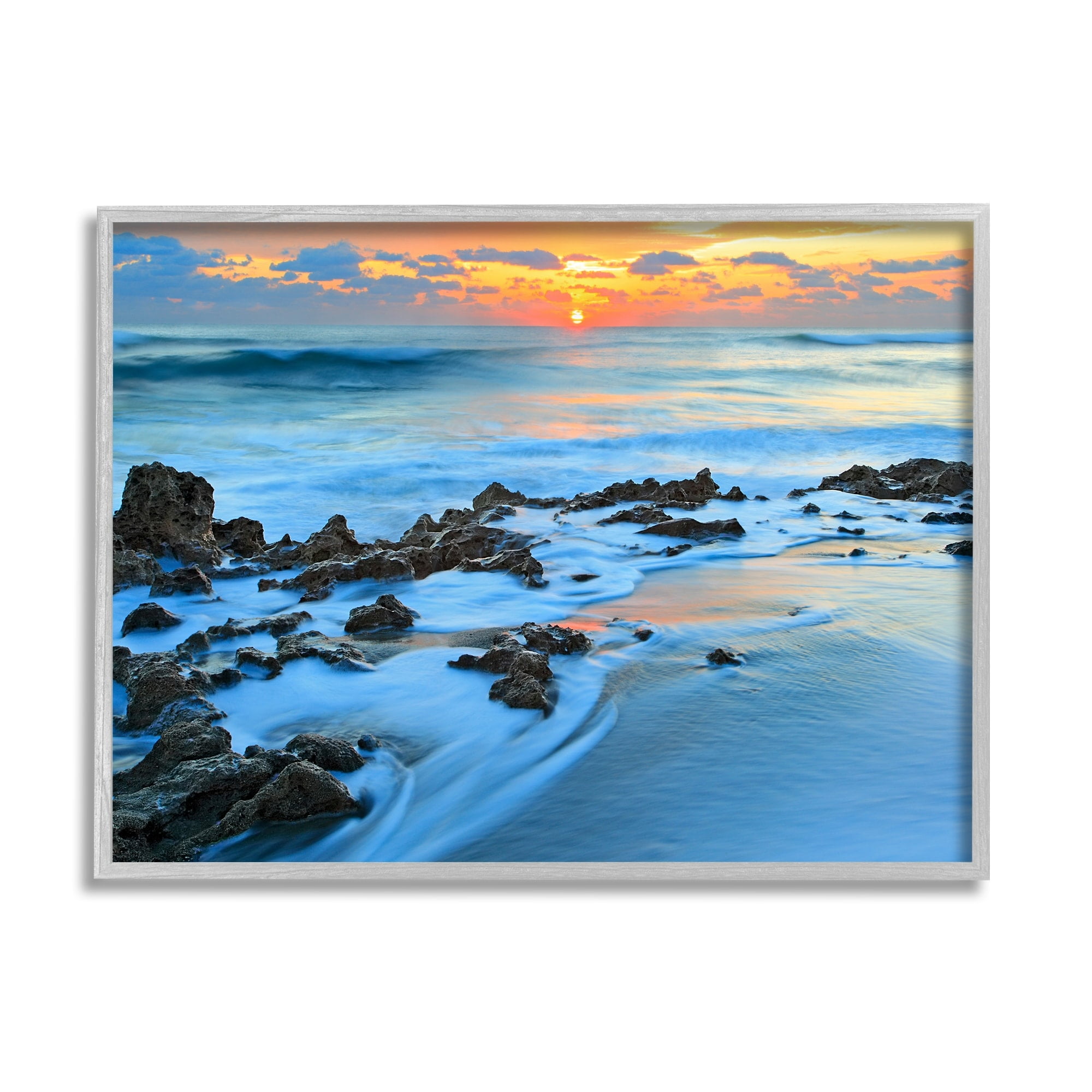 Stupell Industries Bumpy Seashore Dawn Bubbly Beach Sundown Skies,14 x 11, Design by Patrick Zephyr