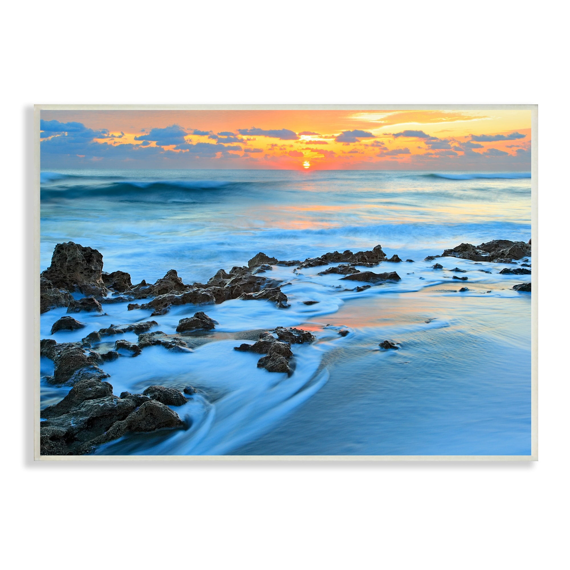 Stupell Industries Bumpy Seashore Dawn Bubbly Beach Sundown Skies,19 x 13, Design by Patrick Zephyr