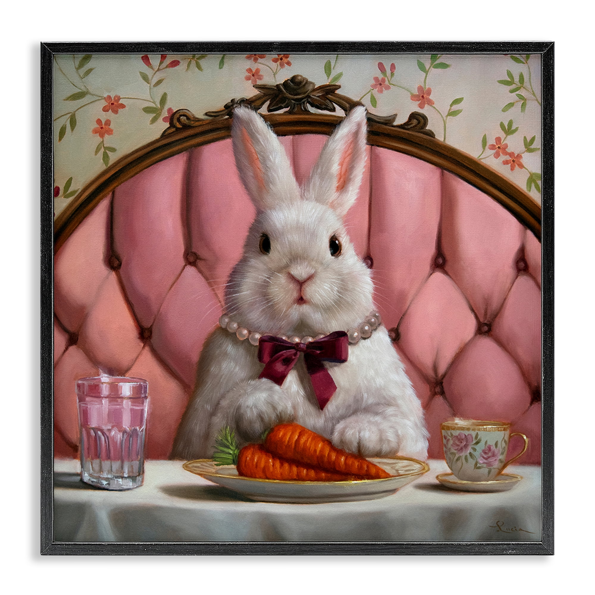 Stupell Industries Bun Appetit Rabbit Dining Black Framed Giclee Art, design by Lucia Heffernan