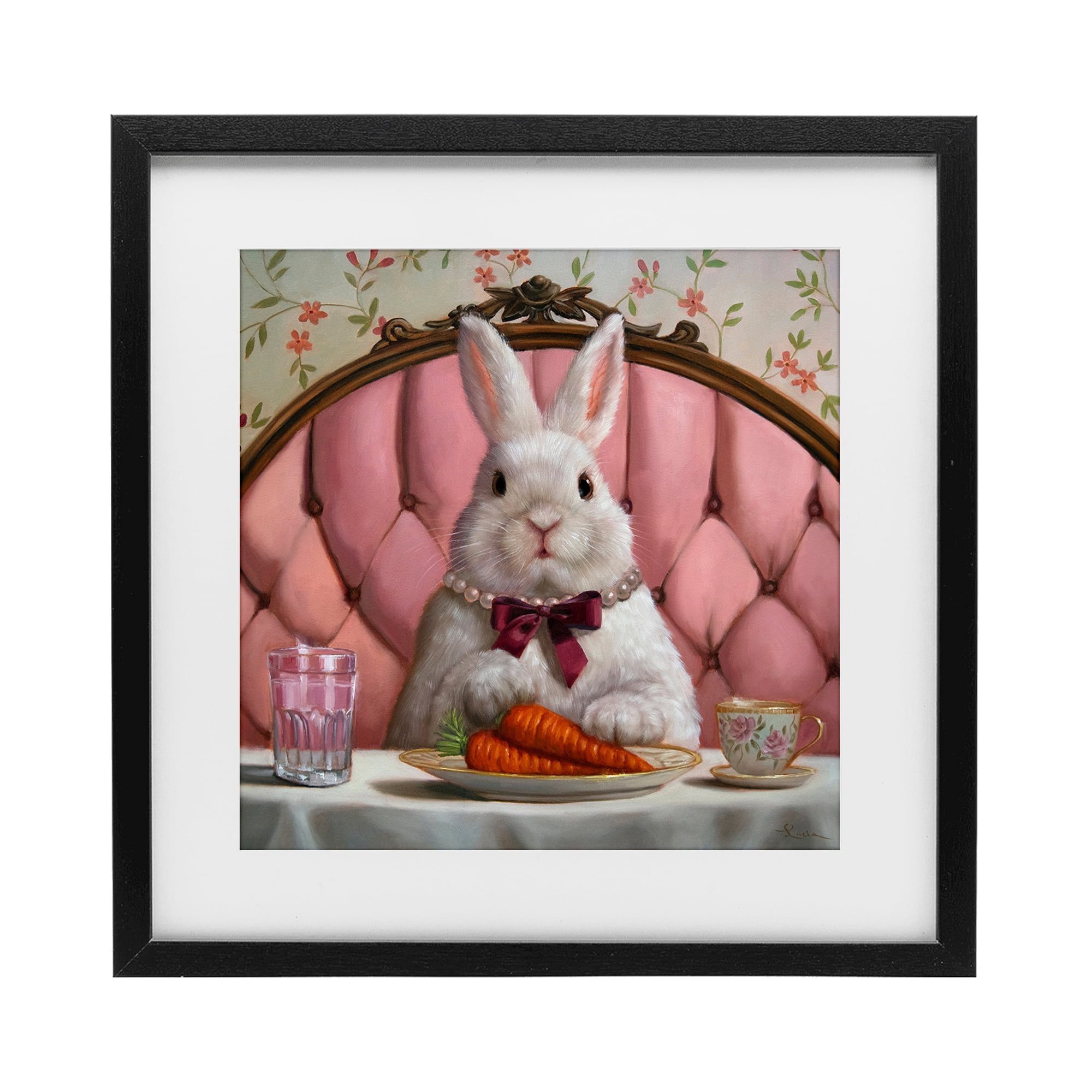 Stupell Industries Bun Appetit Rabbit Dining Black Framed Print Under Glass, design by Lucia Heffernan