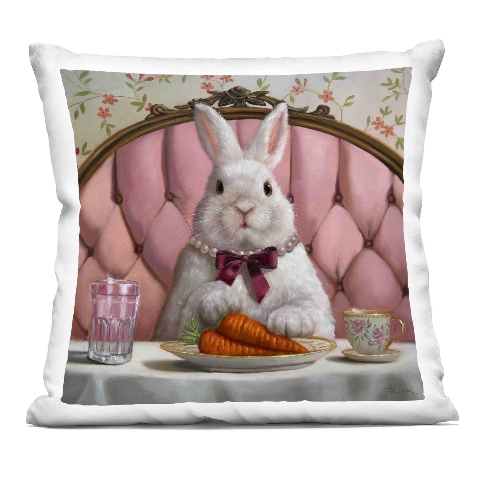 Stupell Industries Bun Appetit Rabbit Dining Decorative Printed Throw Pillow, design by Lucia Heffernan, 18 x 7 x 18