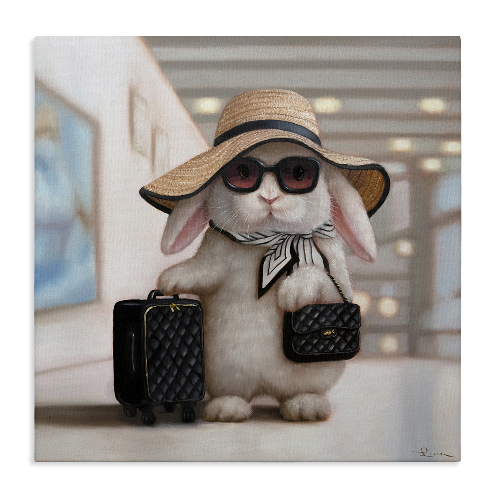 Stupell Industries Bun Voyage Traveling Rabbit Canvas Wall Art, design by Lucia Heffernan