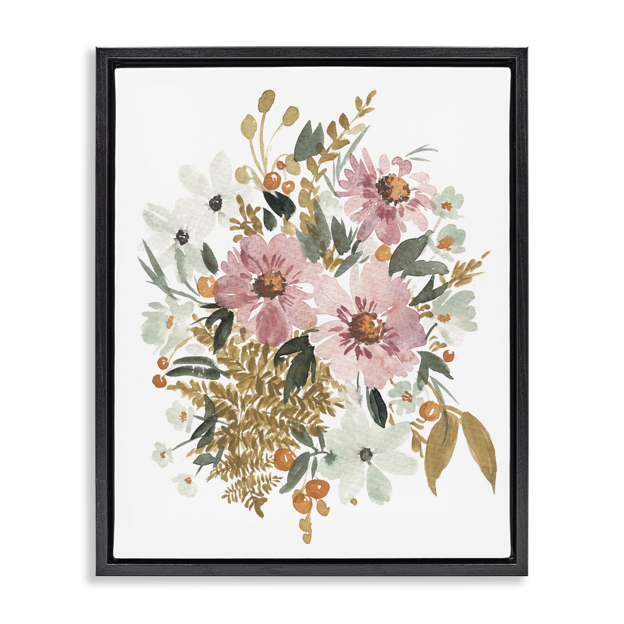 Stupell Industries Bundle Of Wildflowers Botanical & Floral Painting Black Floater Framed Art Print Wall Art, 17 x 21