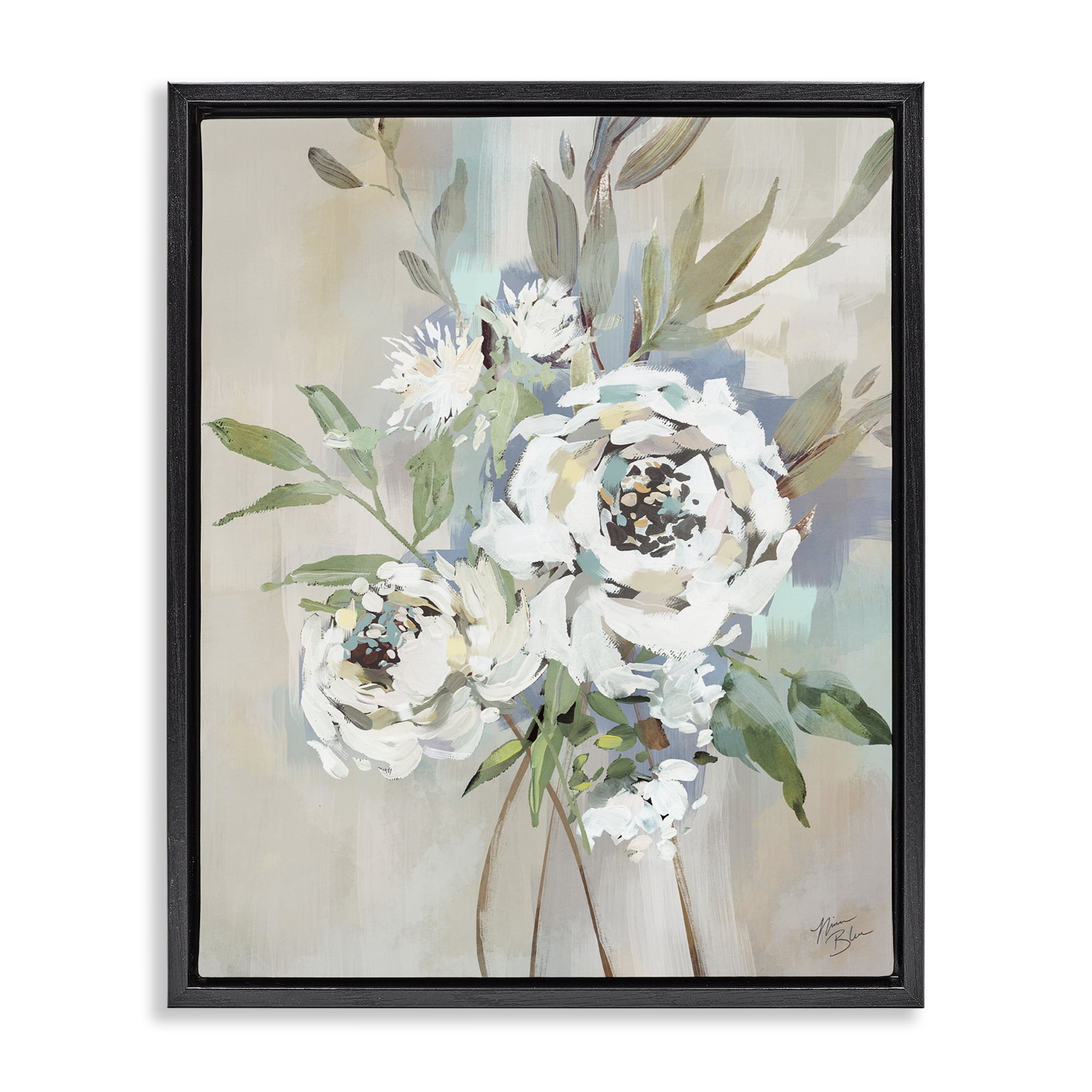 Stupell Industries Bundle of Antique Roses Plants & Flowers Painting Black Floater Framed Canvas Art Print Wall Art, 17 x 21