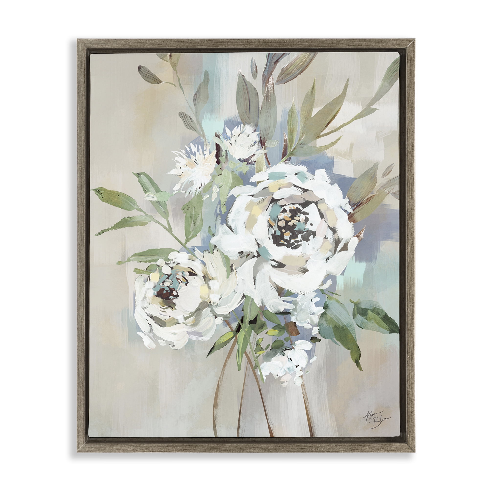 Stupell Industries Bundle of Antique Roses Plants & Flowers Painting Brown Floater Framed Canvas Art Print Wall Art, 25 x 31