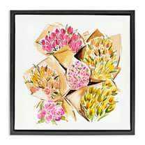 Stupell Industries Bundle of Bouquets Botanical & Floral Painting Black Floater Framed Art Print Wall Art, 18 x 18