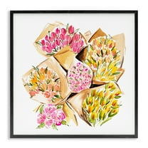 Stupell Industries Bundle of Bouquets Botanical & Floral Painting Black Framed Art Print Wall Art, 12 x 12