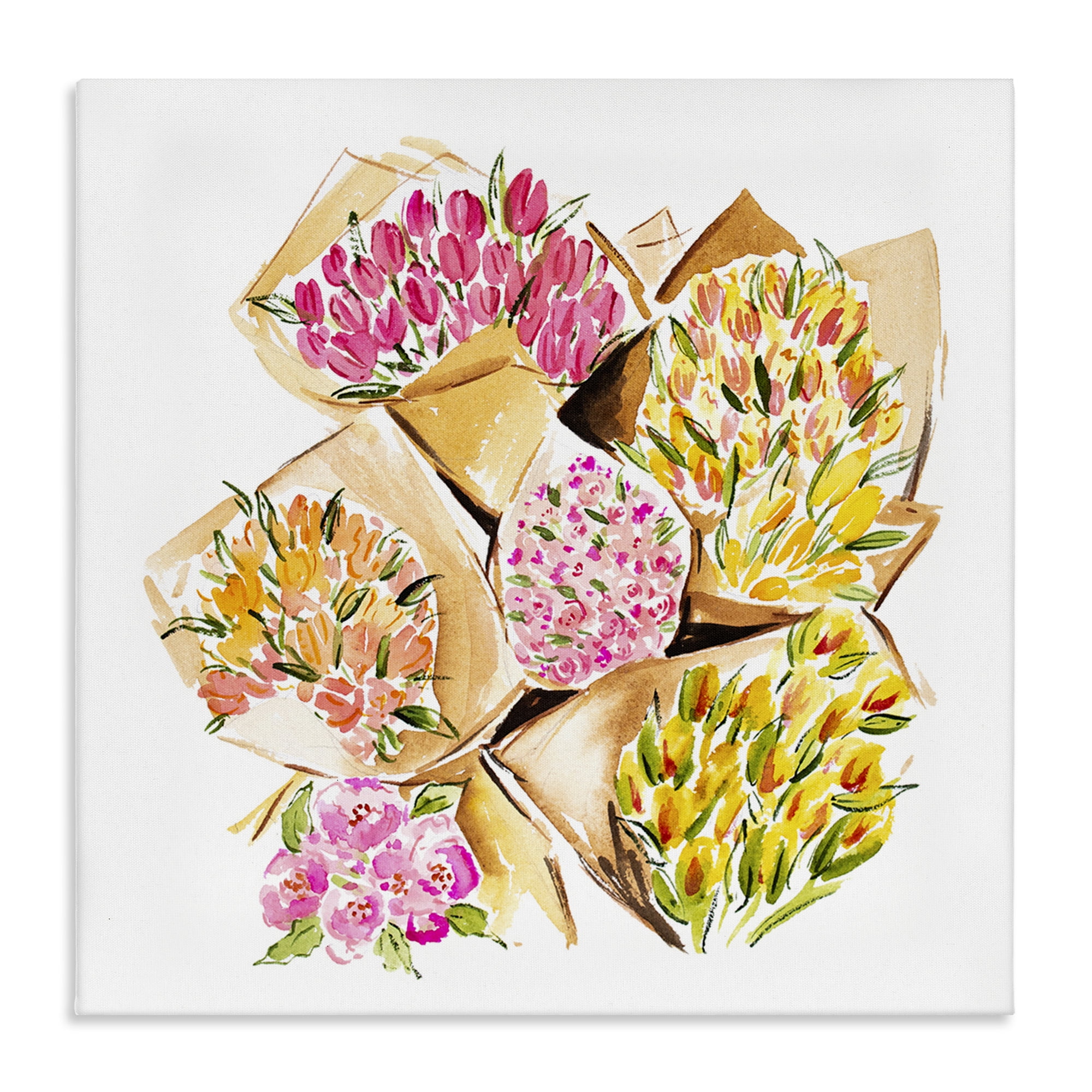 Stupell Industries Bundle of Bouquets Botanical & Floral Painting Gallery Wrapped Canvas Art Print Wall Art, 30 x 30