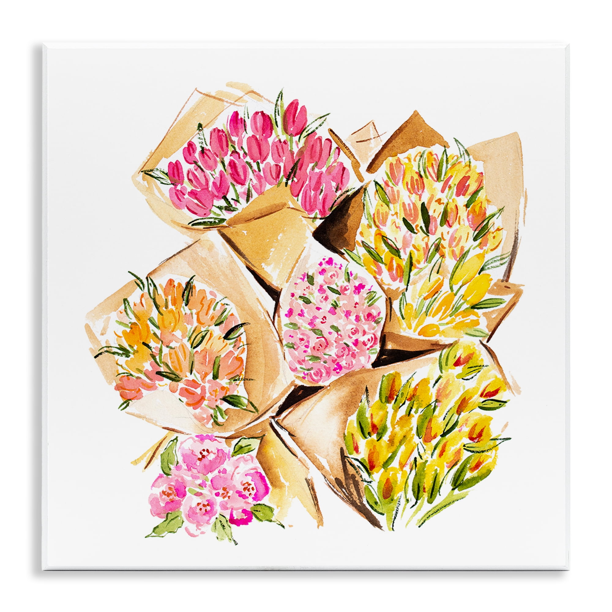 Stupell Industries Bundle of Bouquets Botanical & Floral Painting Unframed Art Print Wall Art, 12 x 12