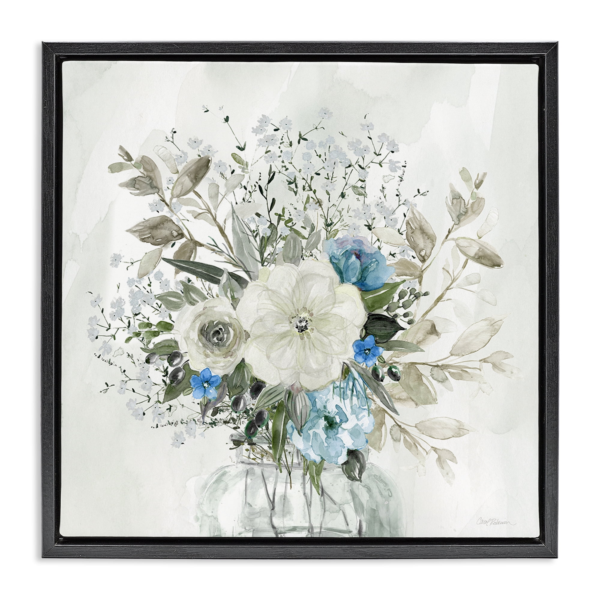Stupell Industries Bundle of Country Florals Plants & Flowers Painting Black Floater Framed Canvas Art Print Wall Art, 25 x 25