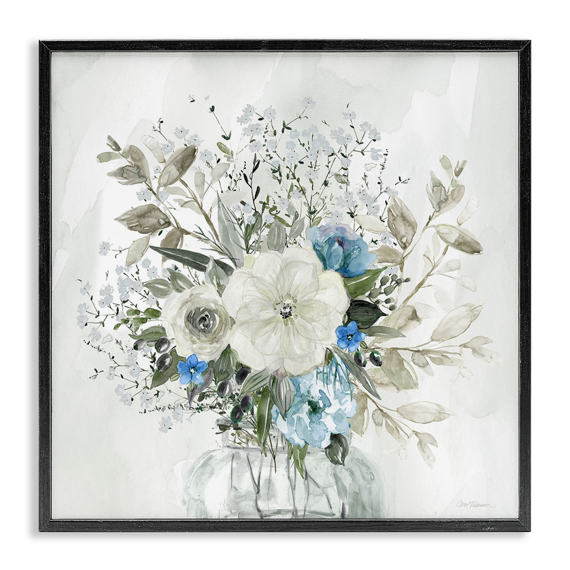 Stupell Industries Bundle of Country Florals Plants & Flowers Painting Black Framed Art Print Wall Art, 17 x 17