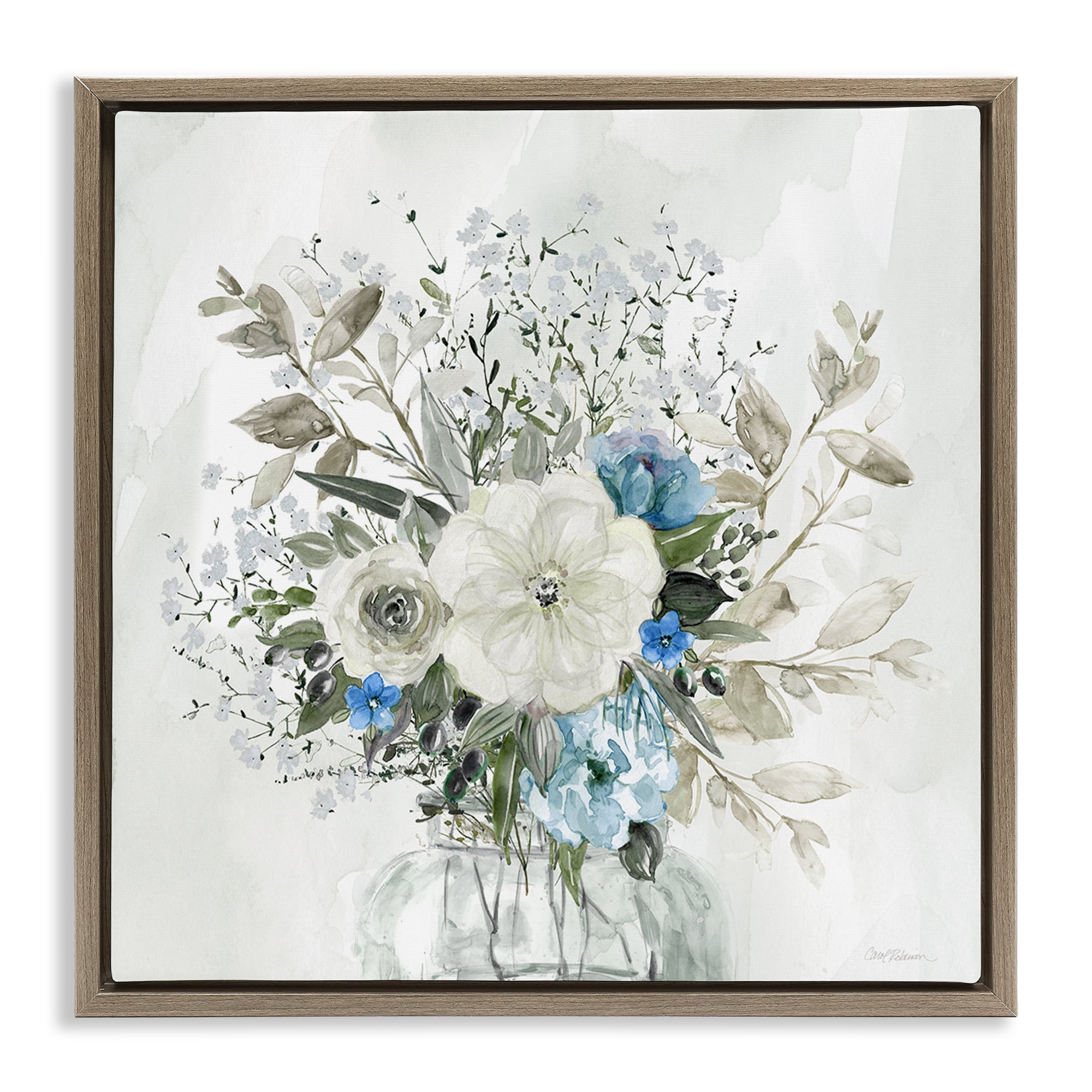 Stupell Industries Bundle of Country Florals Plants & Flowers Painting Brown Floater Framed Canvas Art Print Wall Art, 25 x 25